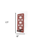 17" X 6" X 5" Red, Vintage Wood, Lattice Mirror - Candle Holder Sconce - Homeroots - Flyclothing LLC