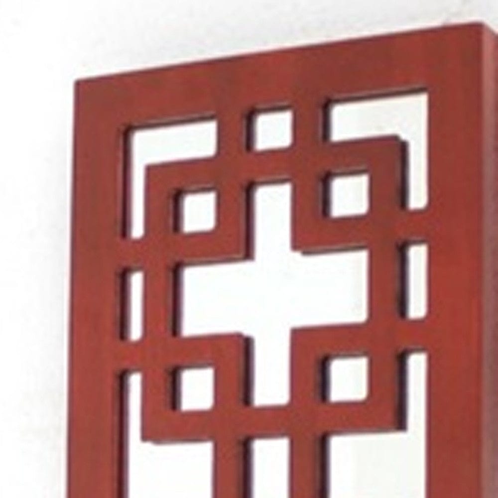 17" X 6" X 5" Red, Vintage Wood, Lattice Mirror - Candle Holder Sconce - Homeroots - Flyclothing LLC