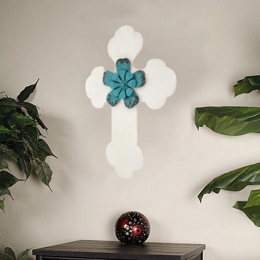24" X 16" X 1" White Cross Wall Decor - Homeroots - Flyclothing LLC