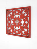 24" X 24" X 1" Red Vintage Floral - Wall Plaque - Homeroots - Flyclothing LLC