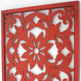 24" X 24" X 1" Red Vintage Floral - Wall Plaque - Homeroots - Flyclothing LLC