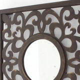 24" Brown Circle In Square Vintage Style Framed Accent Mirror - Homeroots - Flyclothing LLC