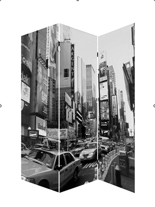 48 X 72 Multi Color Wood Canvas New York City Screen - Homeroots - Flyclothing LLC