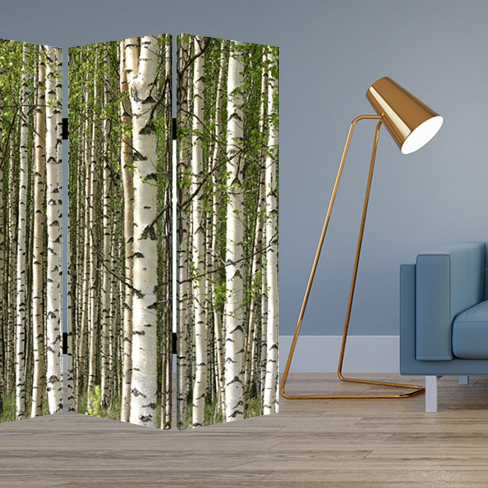 84" X 84" Multi Color Wood Canvas Prolific Forrest Screen - Homeroots