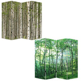 84" X 84" Multi Color Wood Canvas Prolific Forrest Screen - Homeroots
