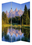 48 X 72 Multi Color Wood Canvas Mountain Peaks Screen - Homeroots - Flyclothing LLC