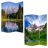 48 X 72 Multi Color Wood Canvas Mountain Peaks Screen - Homeroots - Flyclothing LLC