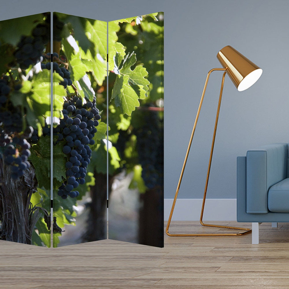 48" X 72" Multi Color Wood Canvas Wine Country Screen - Homeroots