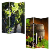 48" X 72" Multi Color Wood Canvas Wine Country Screen - Homeroots