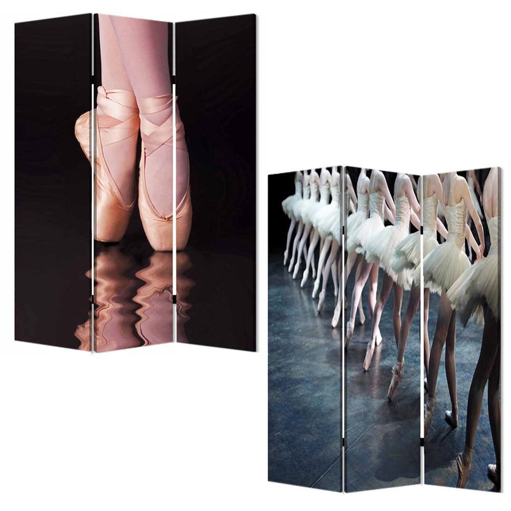 48" X 72" Multi Color Wood Canvas Ballet Screen - Homeroots