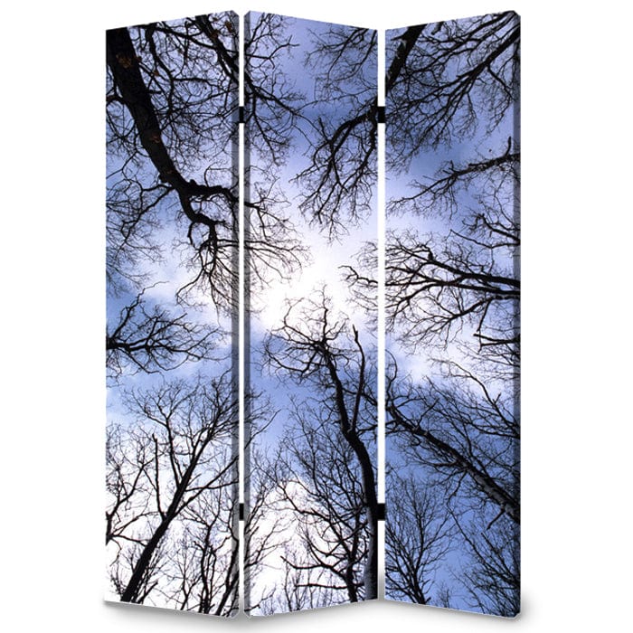 48" X 72" Multi Color Wood Canvas Forest Screen - Homeroots