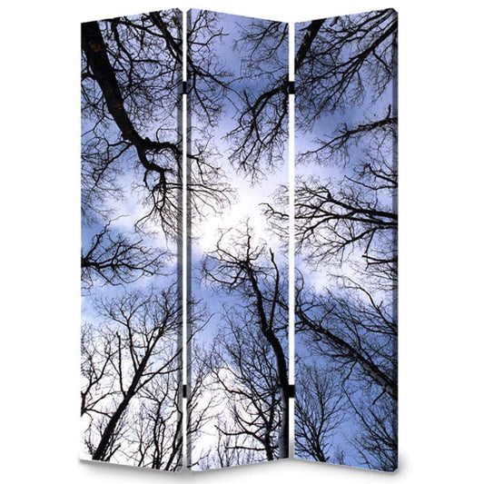 48" X 72" Multi Color Wood Canvas Forest Screen - Homeroots