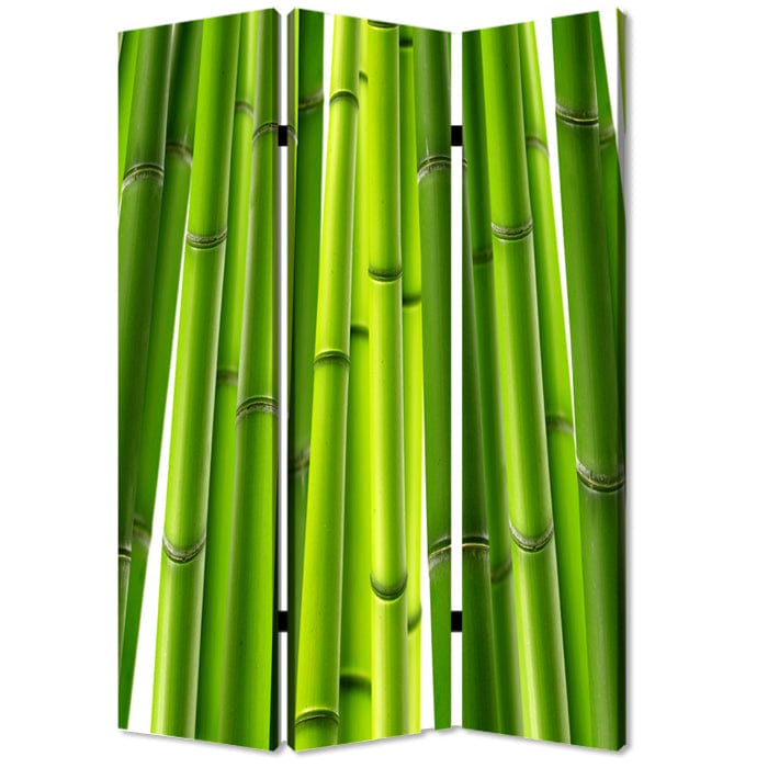 48" X 72" Multi Color Wood Canvas Bamboo Screen - Homeroots