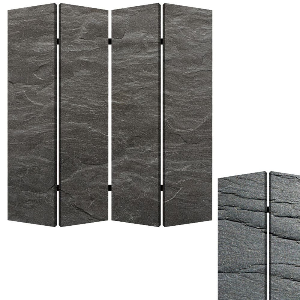 84" X 84" Multi Color Wood Canvas Black Slate Screen - Homeroots