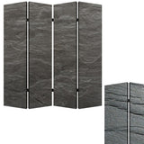 84" X 84" Multi Color Wood Canvas Black Slate Screen - Homeroots