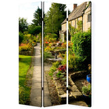 48" X 72" Multi Color Wood Canvas English Garden Screen - Homeroots