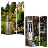 48" X 72" Multi Color Wood Canvas English Garden Screen - Homeroots