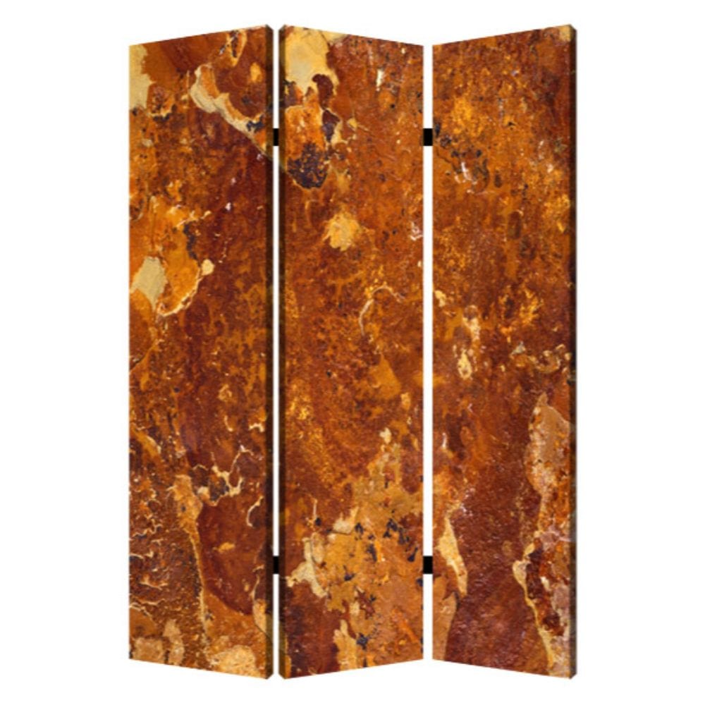 48" X 72" Multi Color Wood Canvas Brown Marble Screen - Homeroots