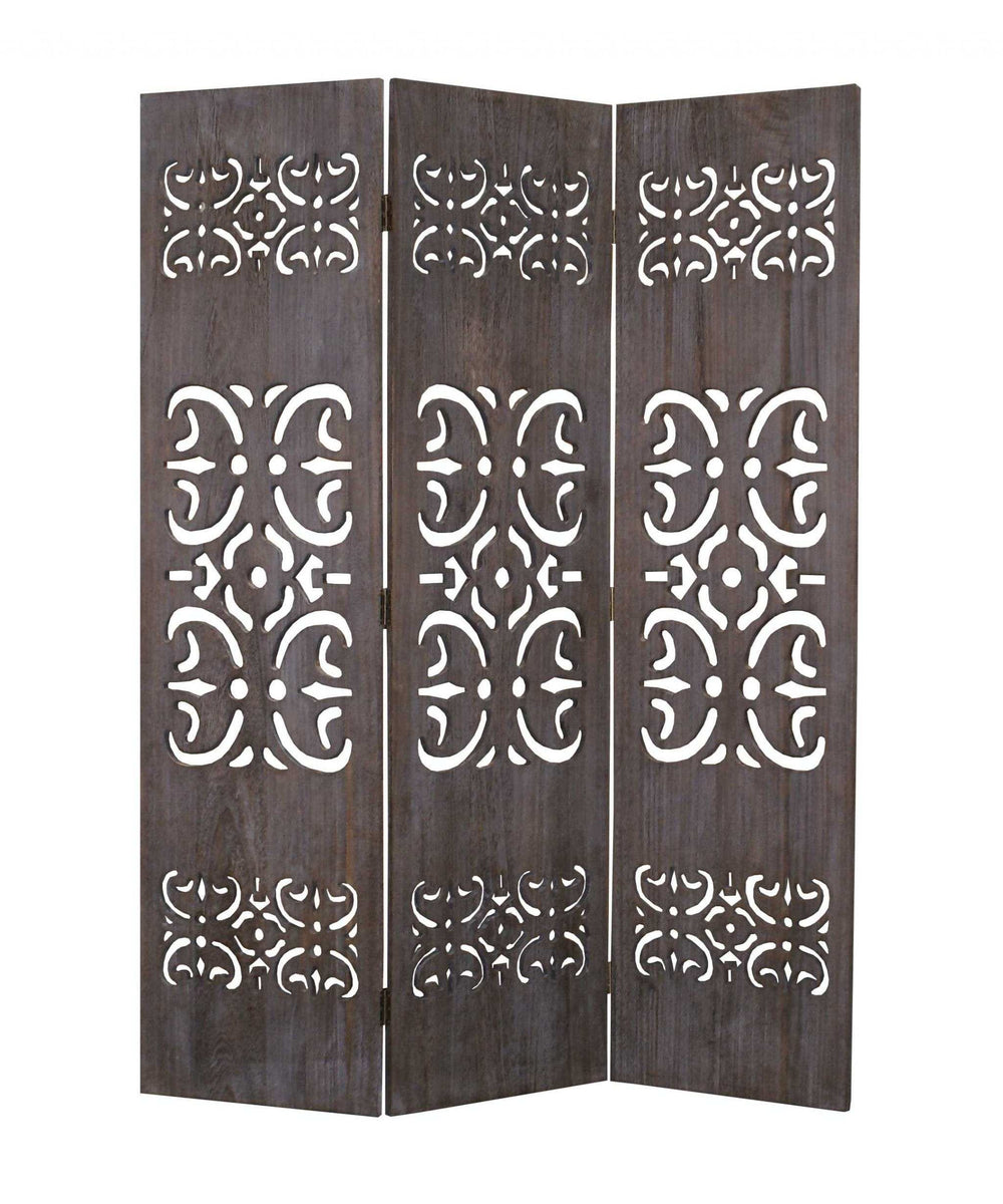 52 X 67 Brown 3 Panel Wood Screen - Homeroots - Flyclothing LLC