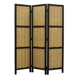 Dark Brown And Natural Willow 3 Panel Room Divider Screen - Homeroots - Flyclothing LLC
