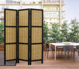 Dark Brown And Natural Willow 3 Panel Room Divider Screen - Homeroots - Flyclothing LLC
