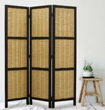 Dark Brown And Natural Willow 3 Panel Room Divider Screen - Homeroots - Flyclothing LLC