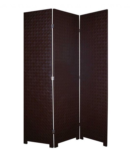 52 X 71 Brown Criss Cross Faux Leather Screen - Homeroots - Flyclothing LLC