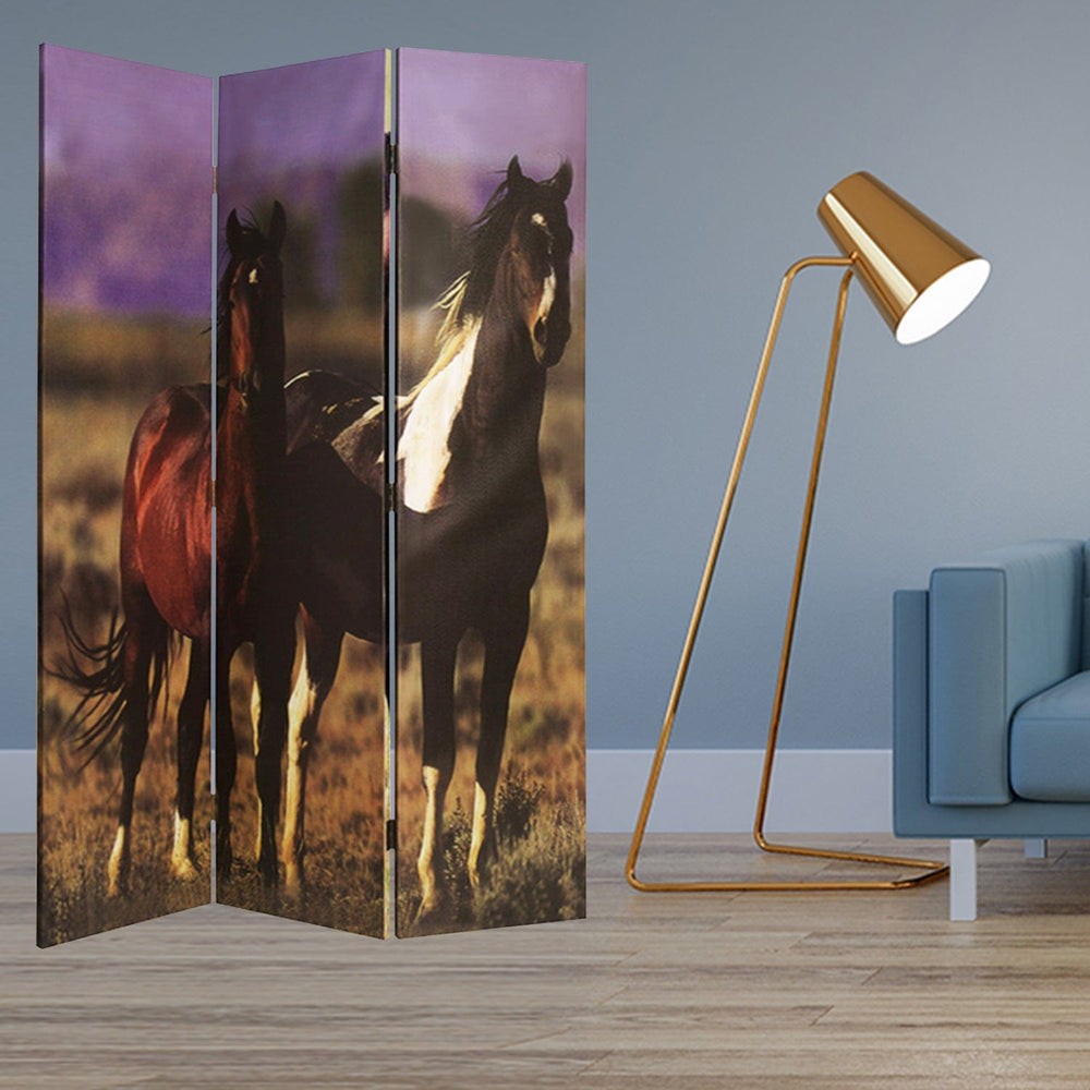 48" X 72" Multi Color Canvas Screen With Nurturing Mare - Homeroots