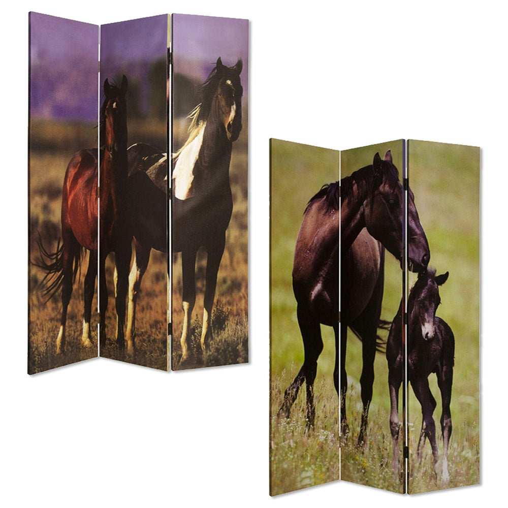 48" X 72" Multi Color Canvas Screen With Nurturing Mare - Homeroots