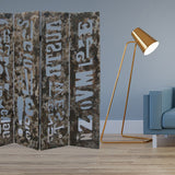 60" X 71" Brown Distressed Wooden Screen - Homeroots