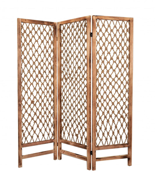 60 X 69 Natural Rope Wooden Screen - Homeroots - Flyclothing LLC