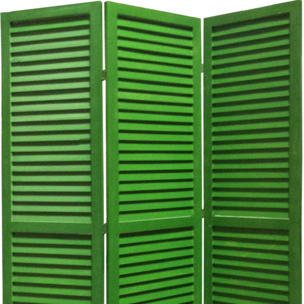 48" X 67" Green Wood Shutter Screen - Homeroots - Flyclothing LLC