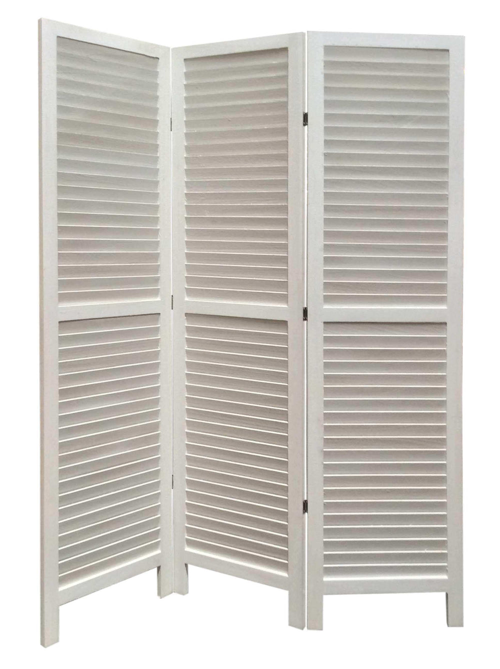 White Finish Wood Shutter 3 Panel Room Divider Screen - Homeroots - Flyclothing LLC