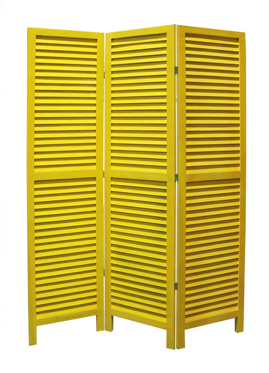 48 X 67 Yellow Wood Shutter - Screen - Homeroots - Flyclothing LLC