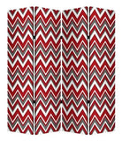 84" X 84" Red And Gray Wood Canvas Screen - Homeroots