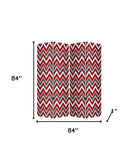 84" X 84" Red And Gray Wood Canvas Screen - Homeroots