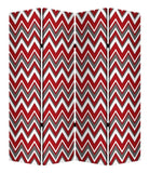 84" X 84" Red And Gray Wood Canvas Screen - Homeroots