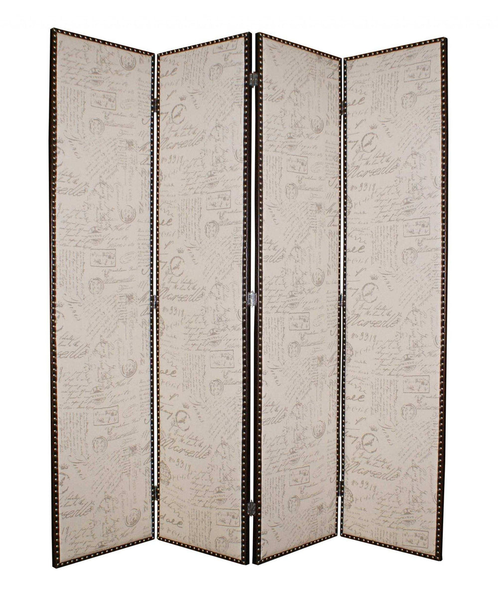 84 X 84 Tan Wood & Fabric Screen - Homeroots - Flyclothing LLC