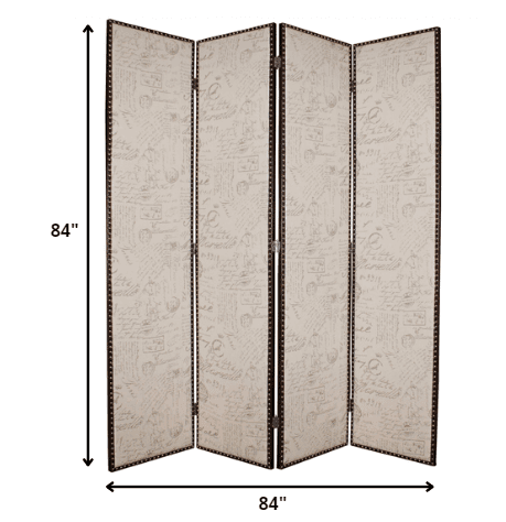 84 X 84 Tan Wood & Fabric Screen - Homeroots - Flyclothing LLC
