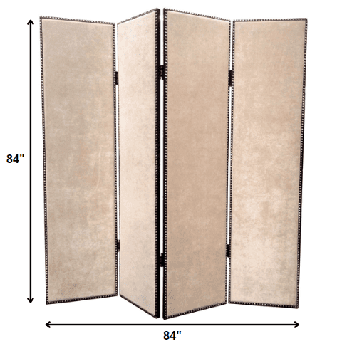 84 X 84 Beige Wood & Fabric Chateau Screen - Homeroots - Flyclothing LLC