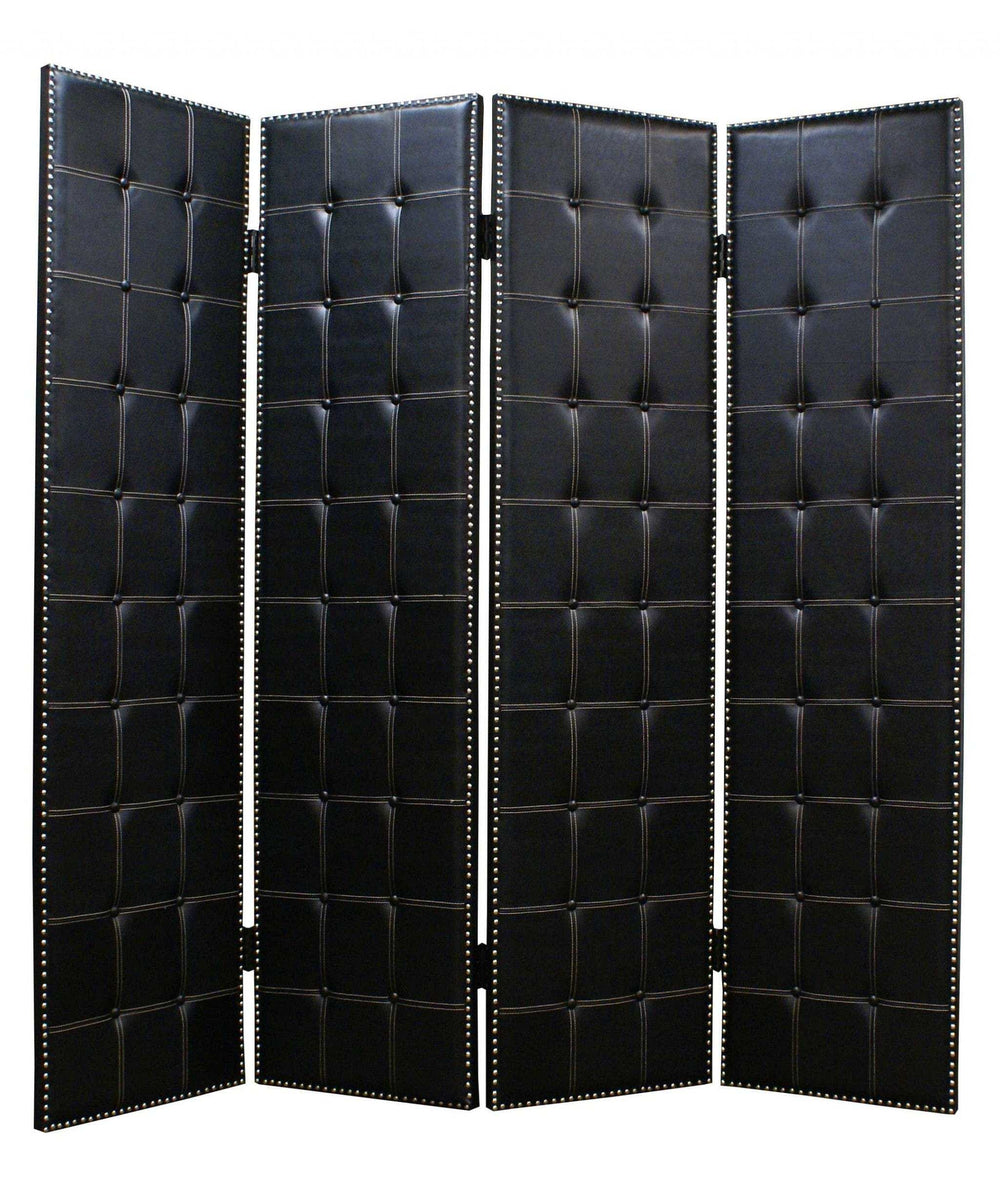 84 X 84 Black Faux Leather Screen - Homeroots - Flyclothing LLC