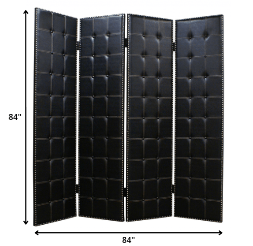 84 X 84 Black Faux Leather Screen - Homeroots - Flyclothing LLC