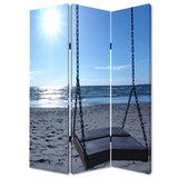 48" X 72" Multi Color Wood Canvas Seaside Serenity Screen - Homeroots