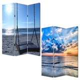 48" X 72" Multi Color Wood Canvas Seaside Serenity Screen - Homeroots