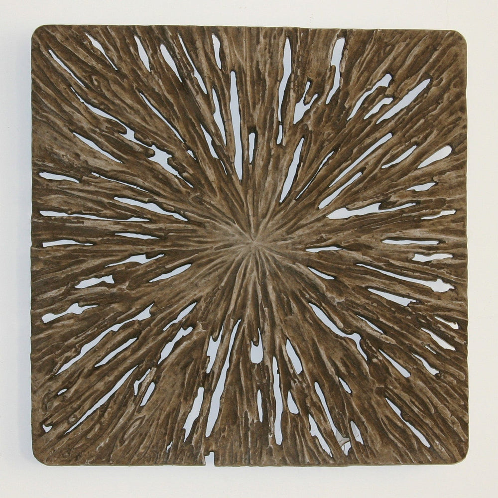 19" X 19" X 2" Brown Square Rotten Wood Wall Decor - Homeroots