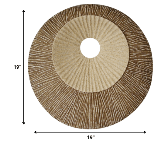 19" X 19" X 2.5" Brown Round Double Layer Ribbed Wall Plaque - Homeroots - Flyclothing LLC