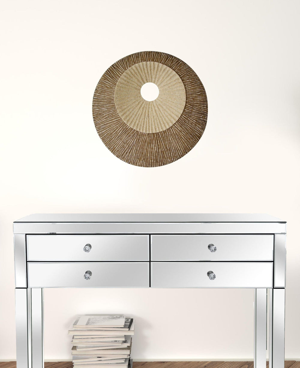 19" X 19" X 2.5" Brown Round Double Layer Ribbed Wall Plaque - Homeroots - Flyclothing LLC