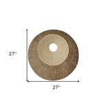 27" X 27"X 3" Brown Round Double Layer Ribbed Wall Plaque - Homeroots - Flyclothing LLC