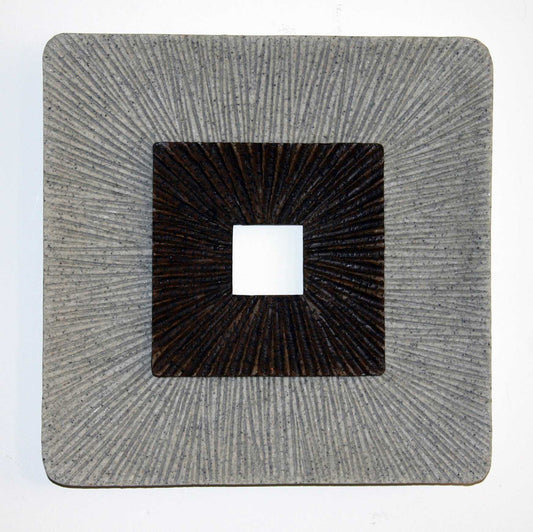19" X 19" X 2.5" Modern Brown And Gray Ribbed Square Wall Art - Homeroots