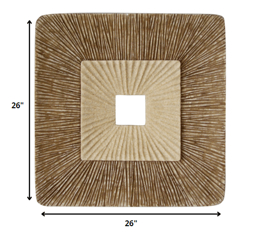 26" X 26" X 2" Brown Concave Square Double Layer Ribbed Wall Plaque - Homeroots - Flyclothing LLC